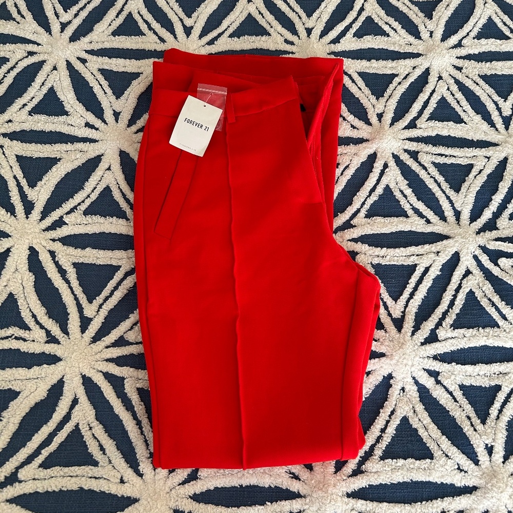Red flare pants